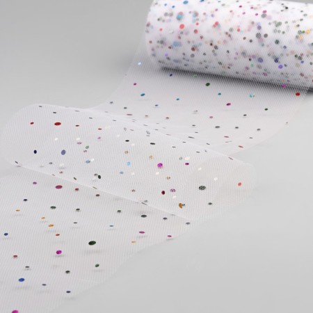 Fatin with multi -colored sparkles, 15 cm, 11 ± 1 g/sq.m, 23 ± 1 m, white color No. 1-1