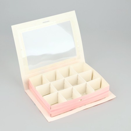 Box for 12 sweets with cells “With Love” 18.5 x 13.5 x 3.5 cm-4