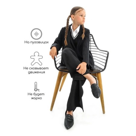 Jacket for girl Study Lass, height 134 cm, black color-2