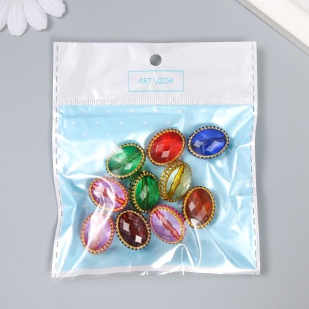 Beads for creativity Plastic "Kaboshon with Kant" set of 10 pcs mix 1.2x1.6x2 cm-2