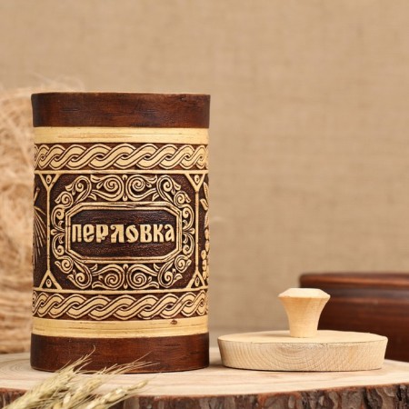 Туес "Шишки" для перловки, 18 см, d=10 см, 1 л, береста-2