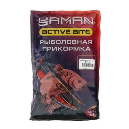 Bait Yaman Active Bite Carp, Strawberries, Red color, 900 g