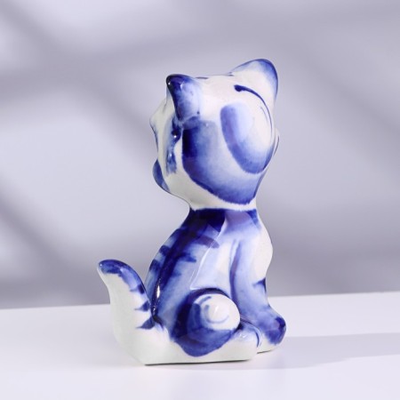 Souvenir "cat", sedentary, tail pipe, gzhel-6