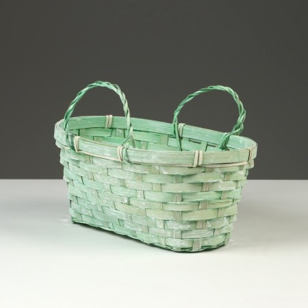 Wicker basket, 26 x 13 x 11 cm, green, bamboo