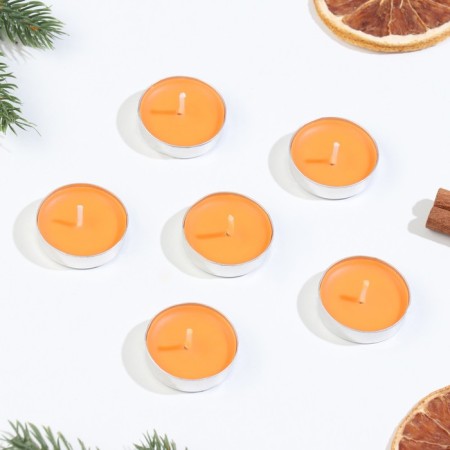 Set of candles of tea aromatic, 6 pcs, orange, new year-1