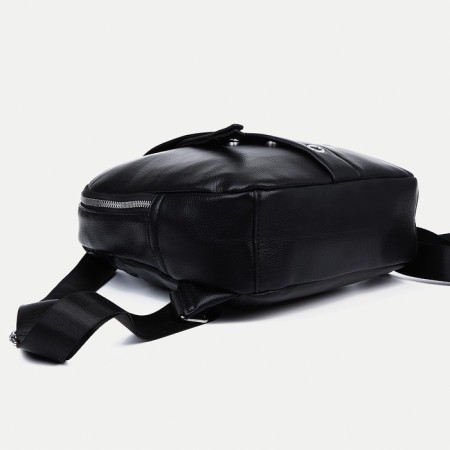 A backpack with a zipper, 4 outer pockets, black color-3