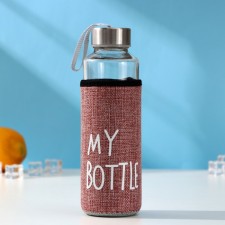A glass bottle in a rattan case, 400 ml, h = 20 cm, mix color