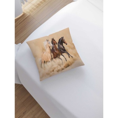 Decorative pillowcase "Material horses", on a zipper, size 45x45 cm-1