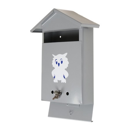 Mail box with a lock, vertical, "house", gray-7