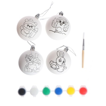 New Year's set for creativity. Christmas balls for coloring "New Year! Wonderful holiday ", paints, 4 pcs-2
