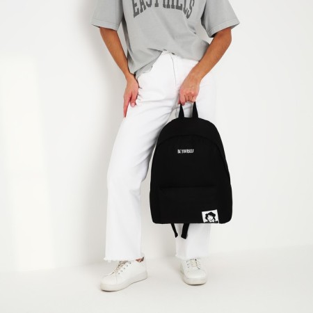 Backpack school textile BE YOURSELF, with pocket, 29x12x40, black color-6