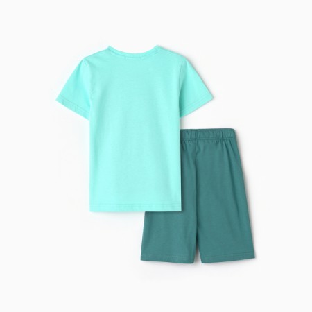 Set for a boy (T -shirt/shorts), mint/green color, height 128 cm-4