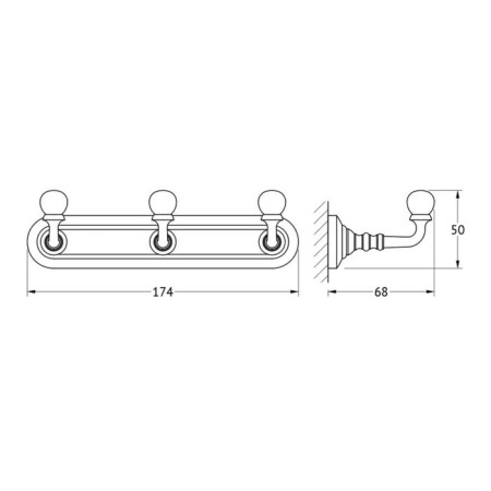 3sc hanger, 3 hooks, antique silver, 17 cm-1