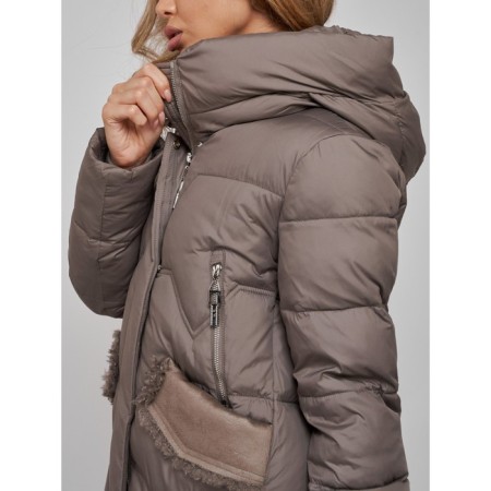 Coat insulated winter female, size 52, brown color-17