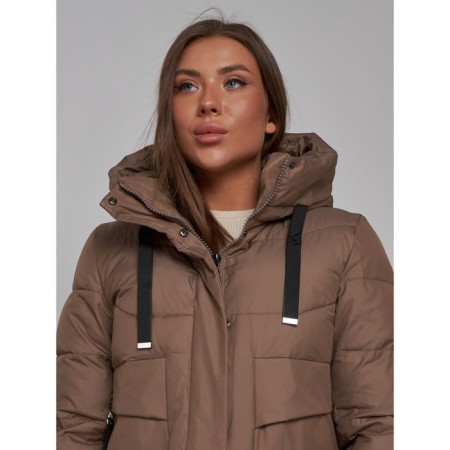 Coat insulated winter female, size 42, brown color-17