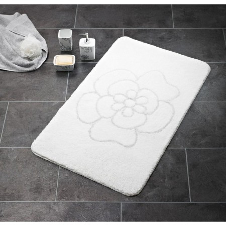 Diamond bathroom mat, white color 60x90 cm-1