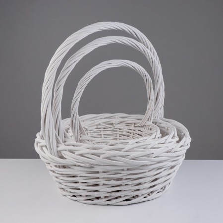 A set of baskets, 3 pcs, 45x17/46 cm, 36x14/38 cm, 27x11/30 cm, white, vine-1