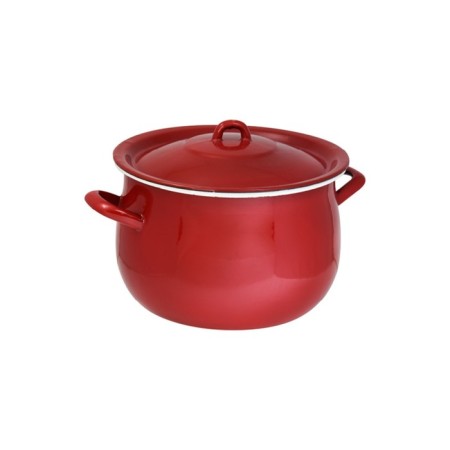 Pan with a lid, d = 22 cm, induction, red color-3
