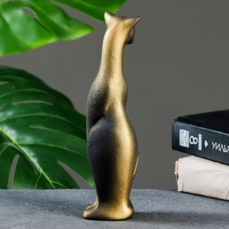 Figure "Cat Bagira's head to the left" Black/gold 5x5x20cm-2