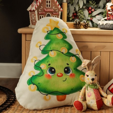 New Year. Pillow Ethel "Cute Christmas tree" 32x38 cm, 100 p/e, velor-7