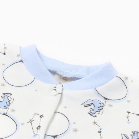 Children's blouse with long sleeve, color blue/hares, height 62-1