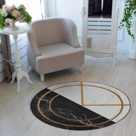 Carpet Ethel "Black and White" D 120 cm, 700g/m2