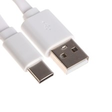 Кабель Maxvi MC-02LF,  Type-C - USB, 2А, 1м, удлиненный Type-C до 10 мм, PVC, плоский, белый