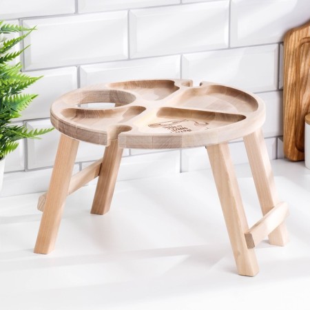 Table - a tray with a menage and folding legs "This is our evening" d = 30x2 cm, birch-1