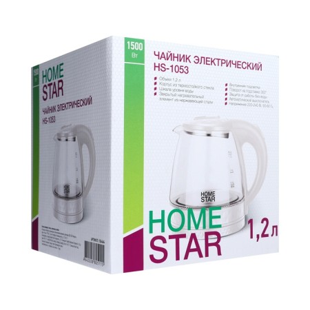 Electric kettle Homestar HS-1053, glass, 1.2 l, 1500 watts, white-8