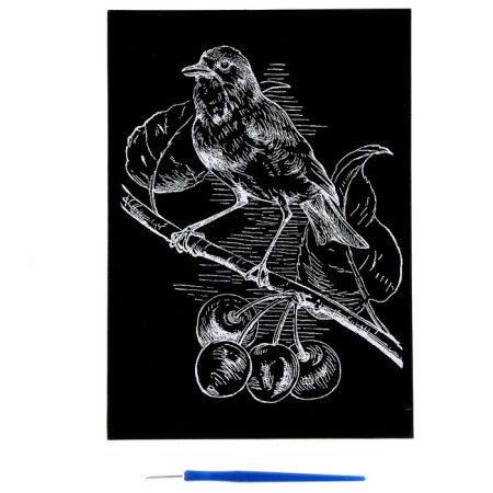Engraving "bird on the cherry" gold-1