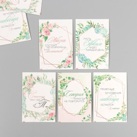 Cardboard Biro "Wishes. Motive" set 10 pcs (5 types) 4x6 cm