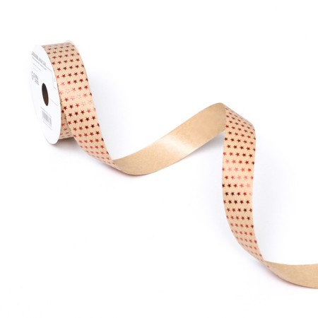 Ribbon for decor and gifts Kraft with stars "Star" 2cm x 5 m-2