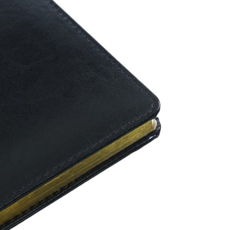 Diary of a low -end A5+, 136 sheets of Sidney Nebraska, solid cover, artificial leather, gold cut, black-3