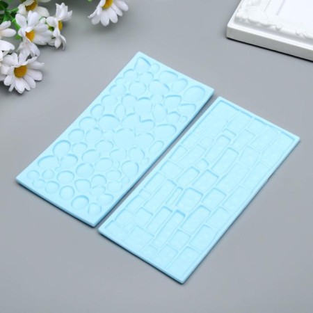 Border stencil stencil plastic "Round Stone+rectangular" set 2pcs 14.5x6.8 cm-1