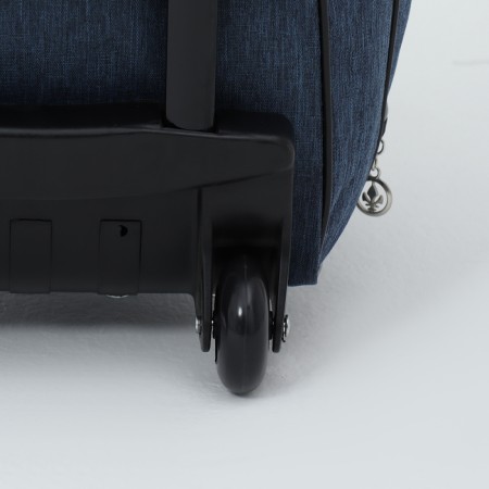 Road bag on wheels, external pocket, blue color-3