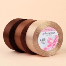 A set of satin ribbons, 3 pcs, size 1 tape: 40 mm × 23 ± 1 m, color brown spectrum