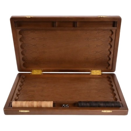Carved backgammon "Bears in the Forest", a board of the beech array, patina, 50 x 58 cm-1
