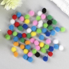 Pompons for creativity, 10 colors, 8 mm, (set 60 pcs)