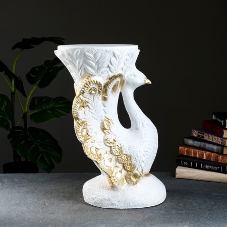 Figure - Stand "Fold Bird" White Gold, 39x32x52cm-1