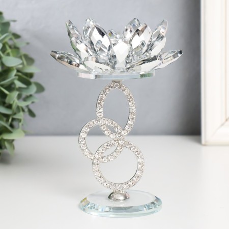 Glass candlestick, 1 candle "Lotus on rings" D-4 cm 11.2x9x16.5 cm-1