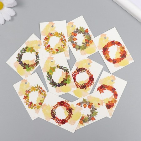 Cardboard "Autumn Wreath" set 10 pcs (5 types) 4x6 cm-1