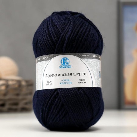 Yarn "Argentinean wool" 100% imported p/t wool 200m/100g (173, blue)-1