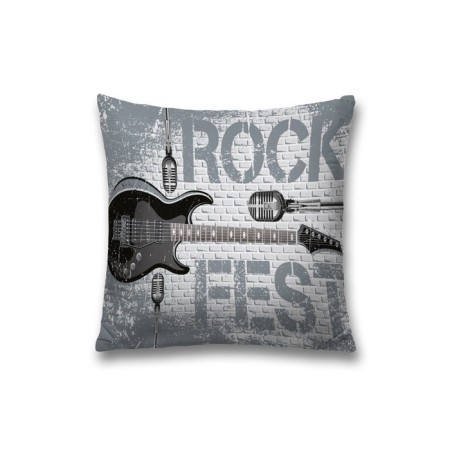 Decorative pillowcase "Guitar and microphones", on a zipper, size 45x45 cm