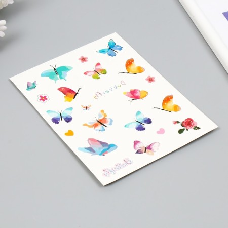 Tattoo on the body color "butterflies/succulents" MIX 24x14.5 cm-3