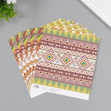Scrapbooking paper bilateral "ethnic" density 180 grams set 10 pcs 15.5x17 cm-1
