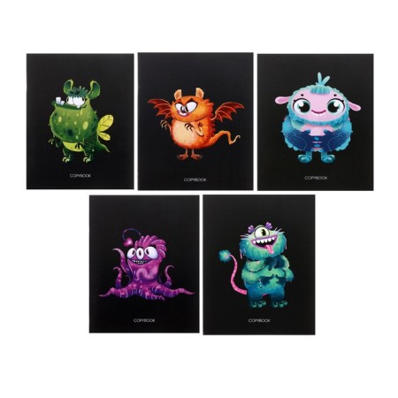 Notebook of 48 sheets in Calligrata "Alien Friends", covered Cardboard, OFSET block, MIX