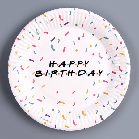 Set of paper dishes disposable Happy Birthday: 6 plates, 6 glasses-3