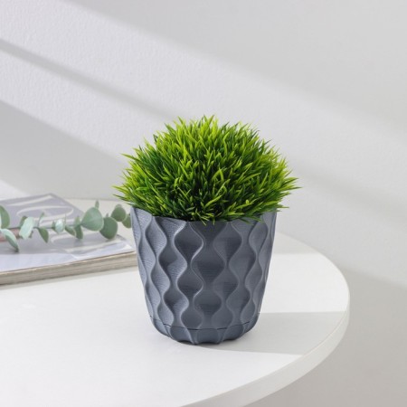 Pot for flowers with a “Wave” pallet, 0.65 l, d = 11.5 cm, color gray color