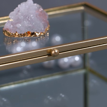 Organizer for storage "Mountains", with a lid, glass, with a mirror -bottom, 1 section, 14.5 × 8.5 × 6 cm, the color is transparent/copper-8
