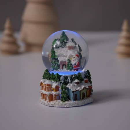 Souvenir Polystone Water Ball Light "Santa Claus and snow -covered house" MIX 5x5x7.2 cm-8